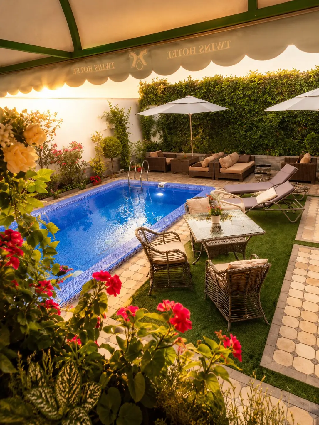 Открытый бассейн на территории Twins Guest House